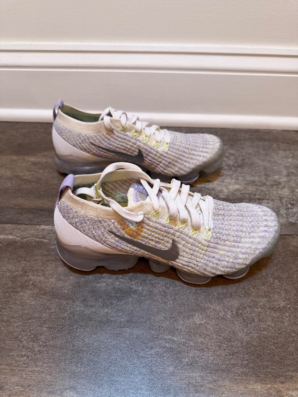 Nike Women's Light Lavender and White Flyknit Athletic Shoes
